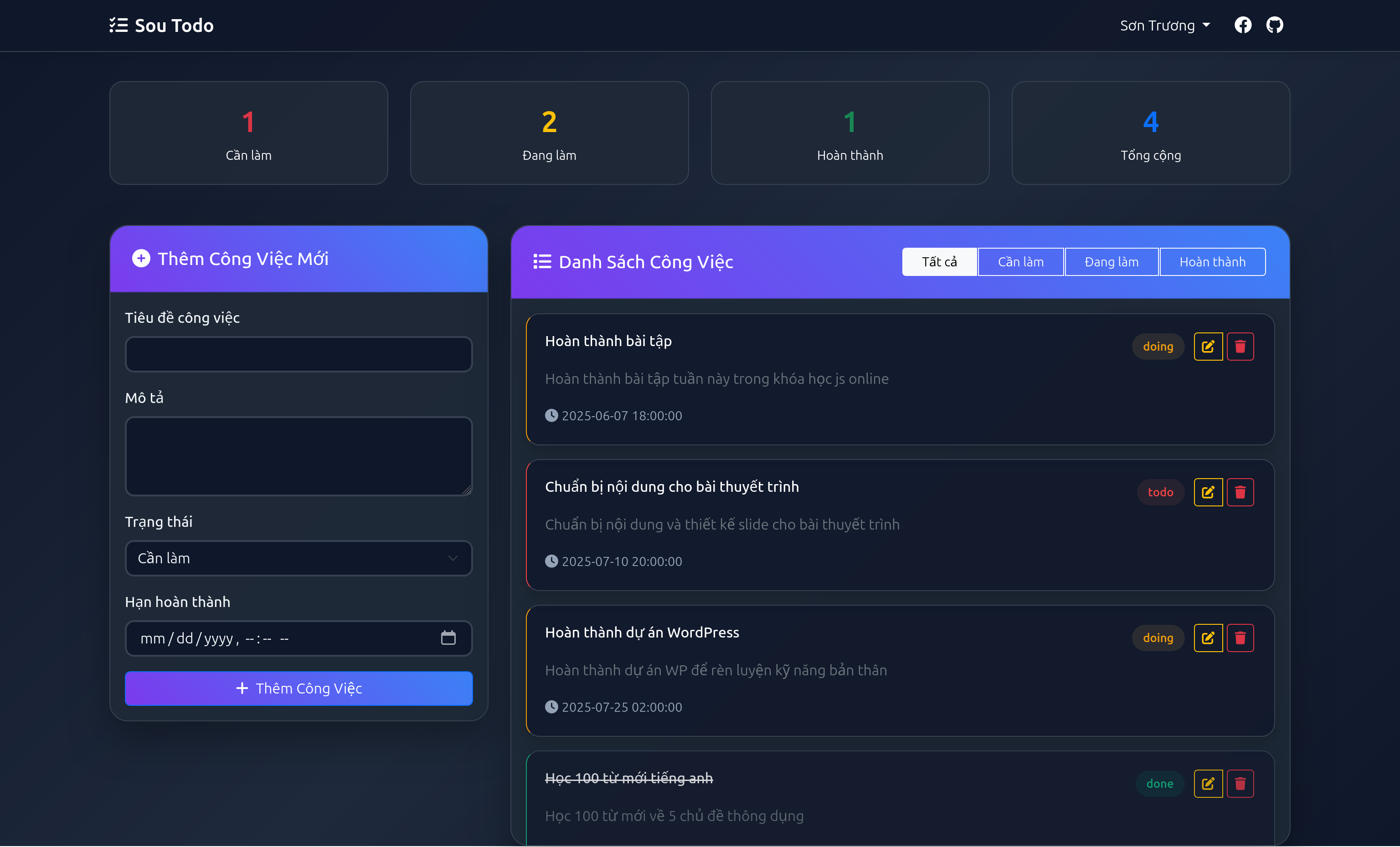 Giao diện ToDoList